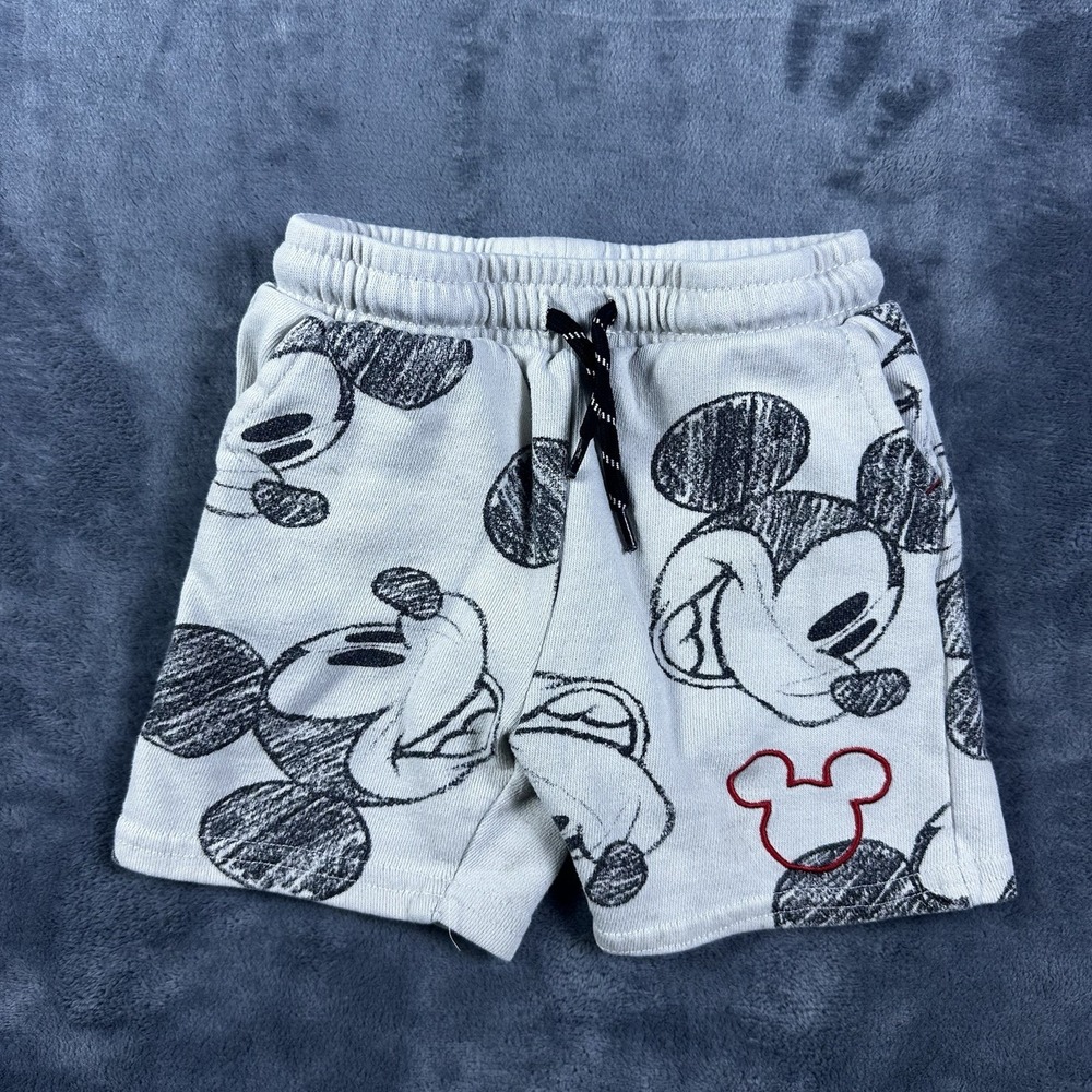 Disney Mickey Mouse Shorts Toddler 2T White Lounge Drawstring Elastic Waist